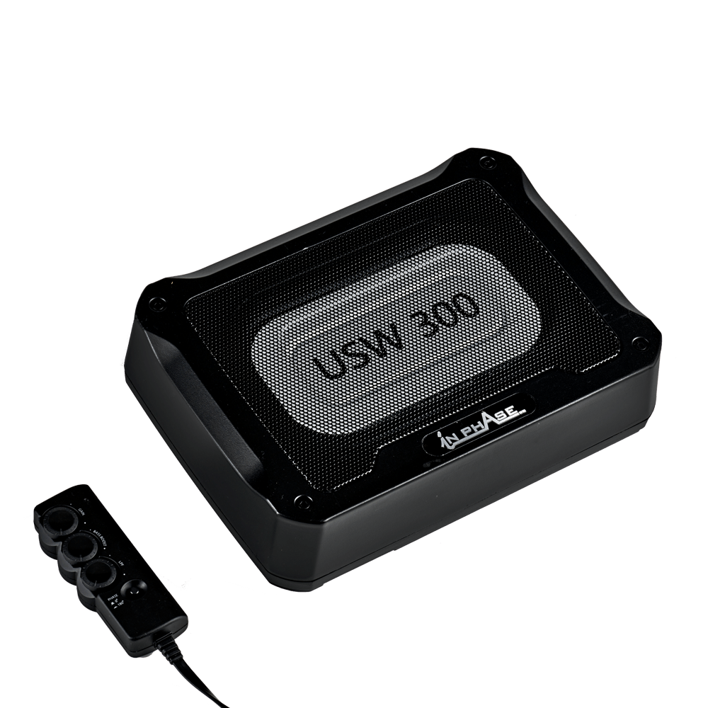 In Phase Car Subwoofers In Phase USW300 300W Underseat Ultra Slim Compact Active Subwoofer System Die-Cast Aluminium