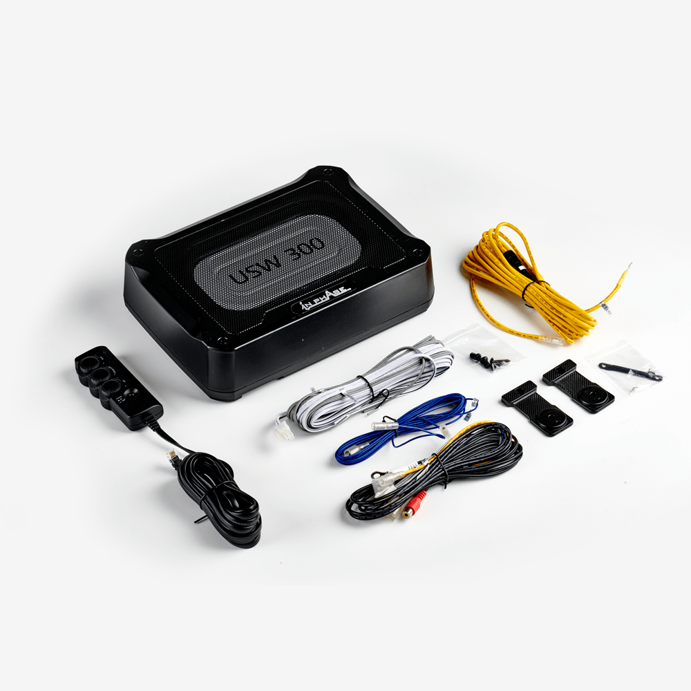 In Phase Car Subwoofers In Phase USW300 300W Underseat Ultra Slim Compact Active Subwoofer System Die-Cast Aluminium