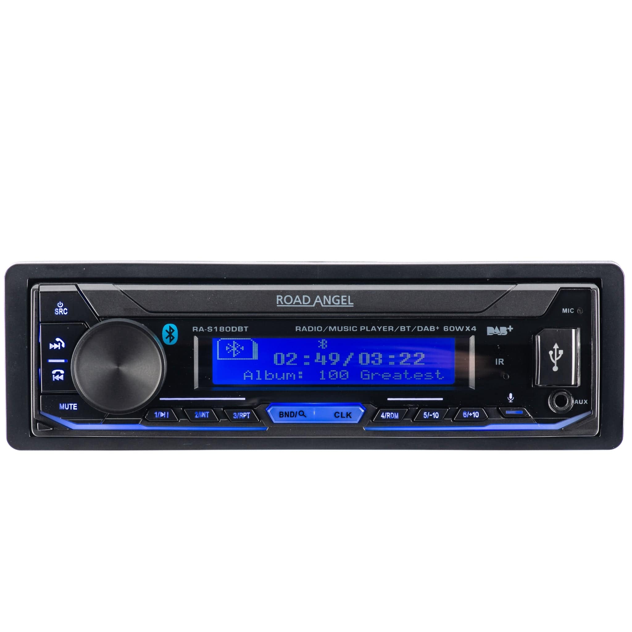 In Phase Single Din Car Stereos Road Angel RA-S180DBT Mechless Digital Media Player with Bluetooth and DAB