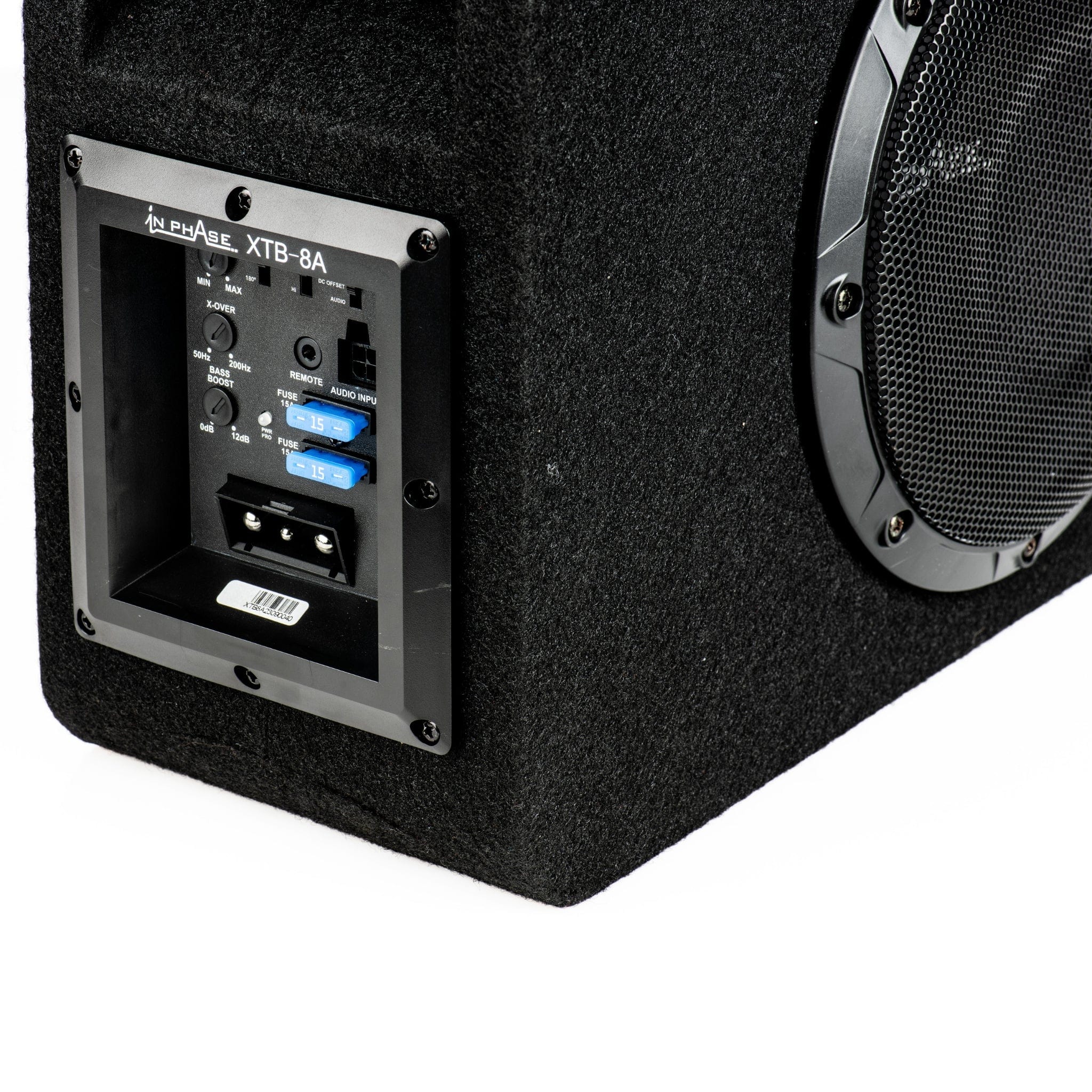 In Phase Car Subwoofers In Phase XTB-8A 600W Active Amplified Subwoofer Enclosure with Built in Class D Amp, Bass Remote and Quick Release Connections
