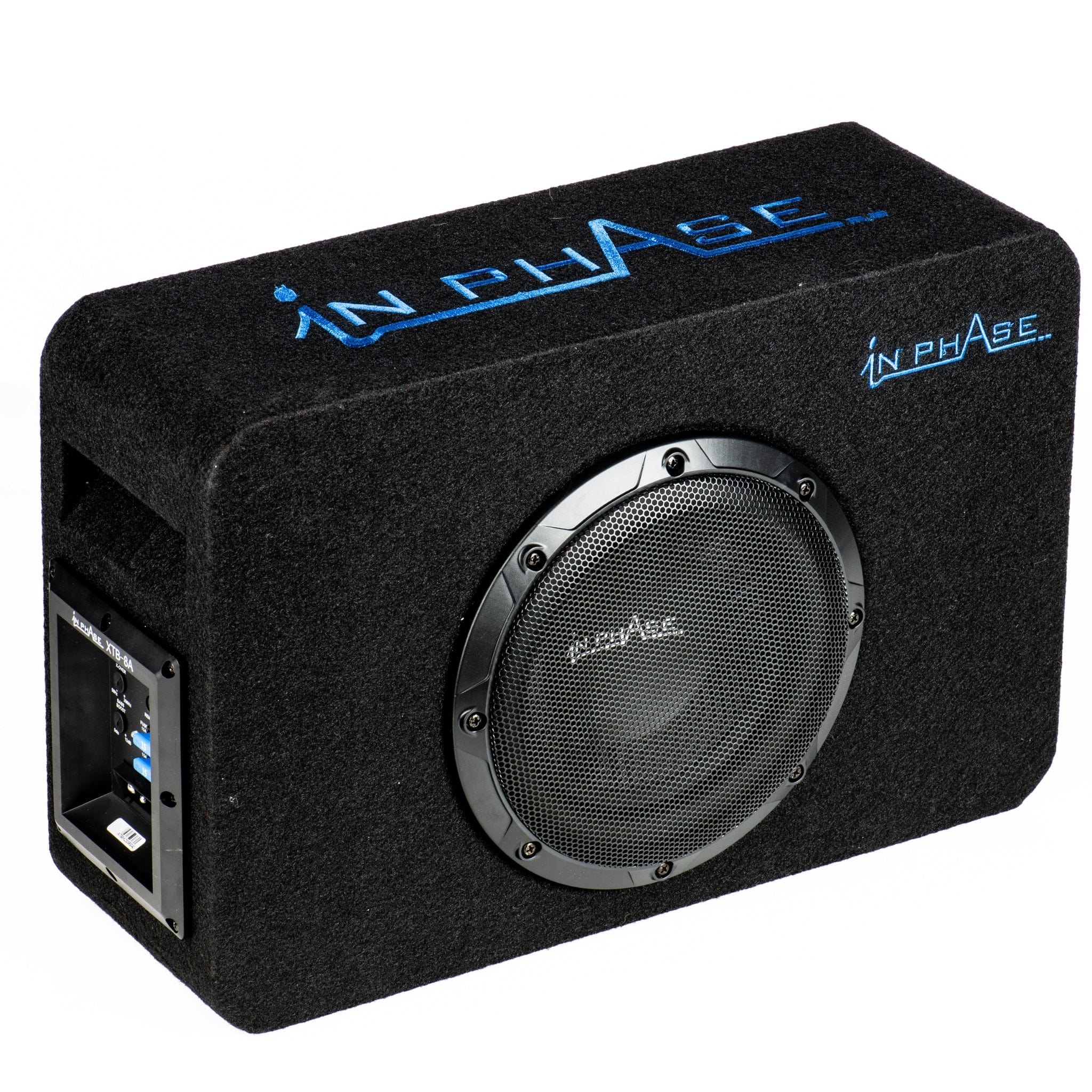 In Phase Car Subwoofers In Phase XTB-8A 600W Active Amplified Subwoofer Enclosure with Built in Class D Amp, Bass Remote and Quick Release Connections