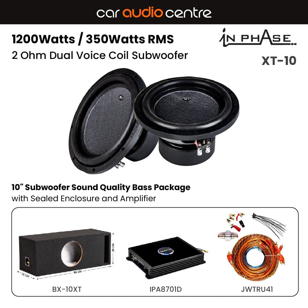 In Phase In Phase BX-10XT-IPA8701D Single XT-10 10" Subwoofer Sound Quality Bass Package with Sealed Enclosure and Amp