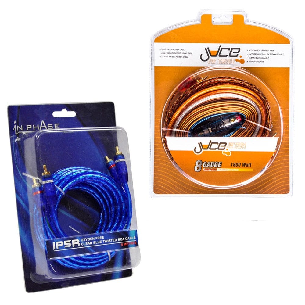 Juice Amp Wiring and Fitting Parts Juice JWTRU81 8 Gauge 1800w Amplifier Wiring Kit + RCAs