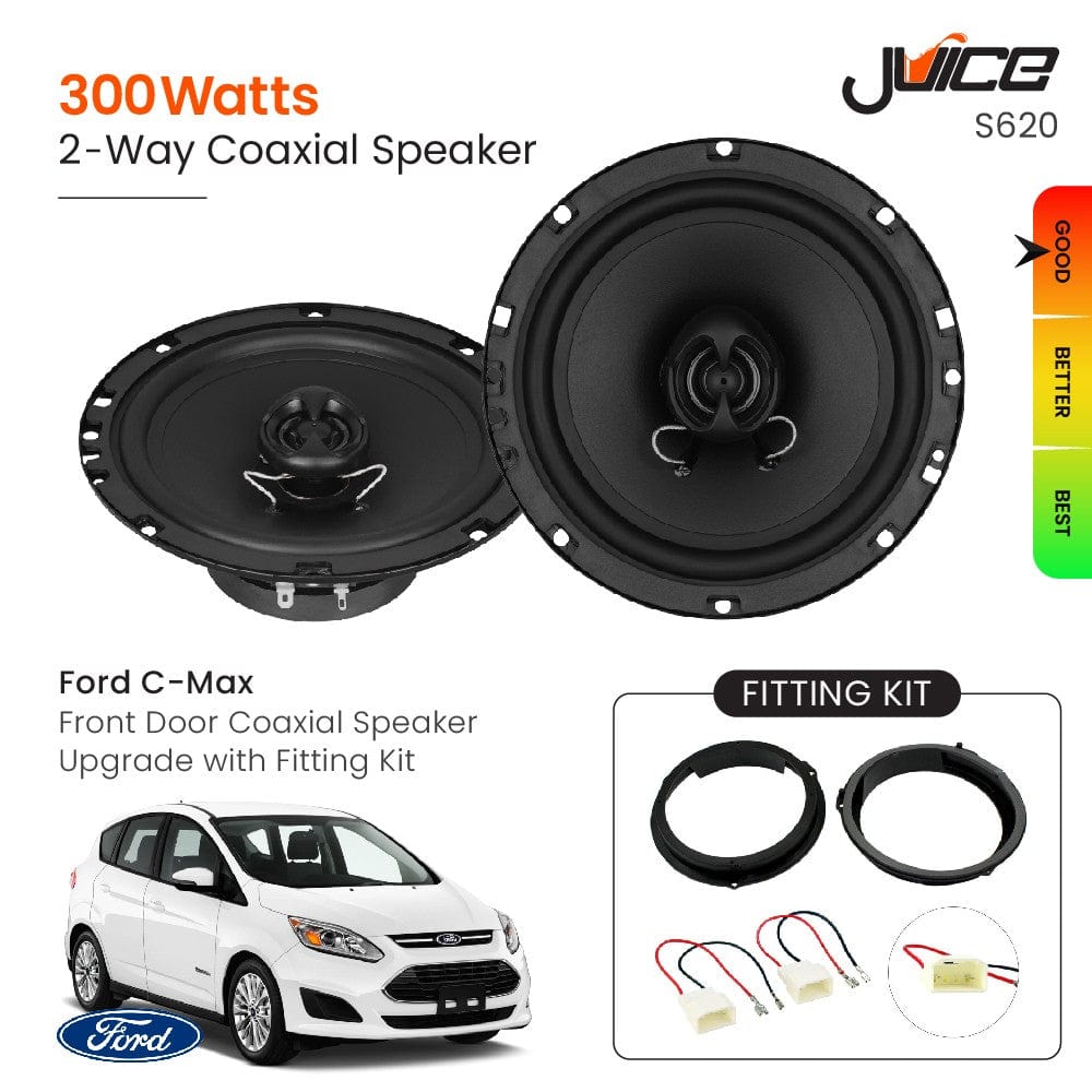 Juice Car Speakers and Subs Juice Ford C-Max Front Door Coaxial Speaker Replacement with Fitting Kit