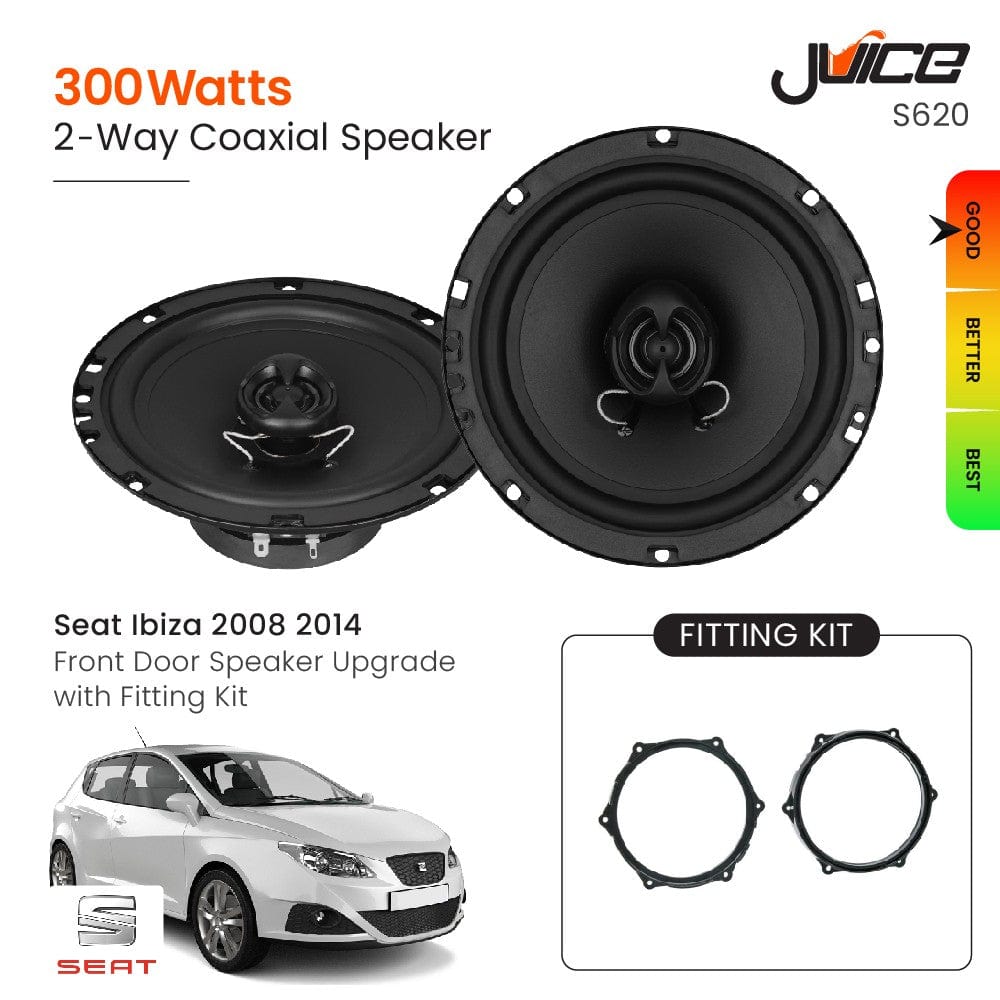 Juice Car Speakers and Subs Juice Seat Ibiza 2008 2014 Front Door Speaker Replacement with Fitting Kit