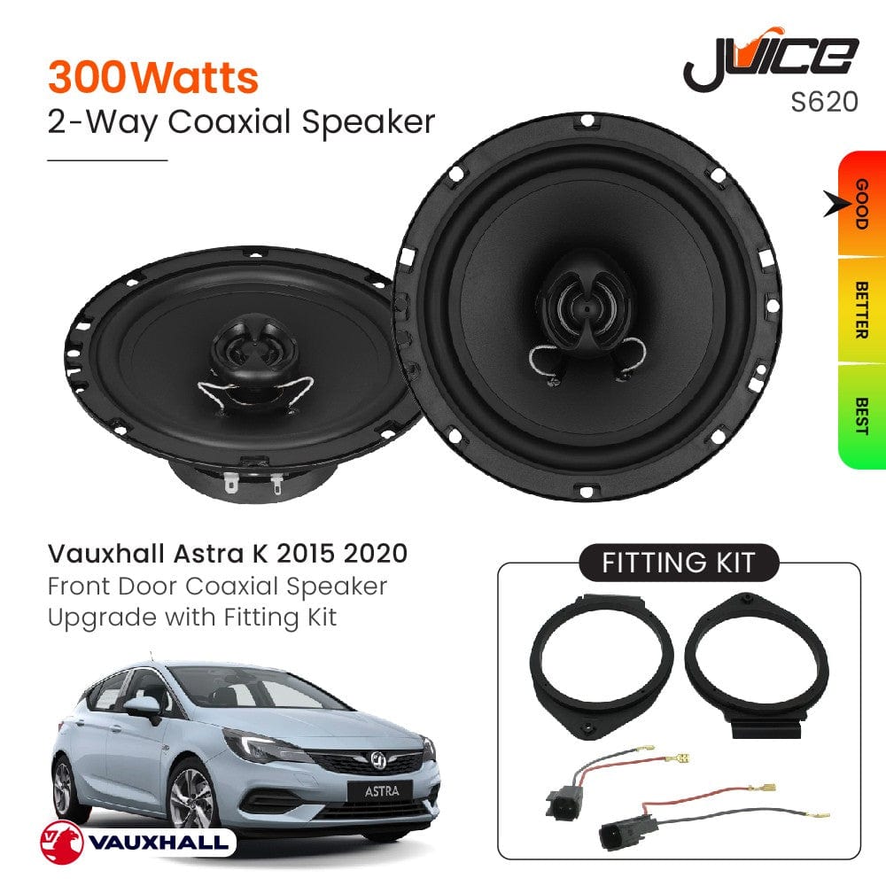 Juice Car Speakers and Subs Juice Vauxhall Astra K 2015 2020 Front Door Coaxial Speaker Replacement with Fitting Kit