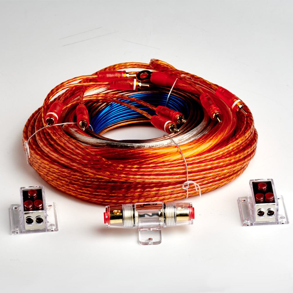 Juice Amp Wiring and Fitting Parts Juice JWTRU422D 4 Gauge 2500W Amplifier Wiring Kit for Installing 2 Amplifiers