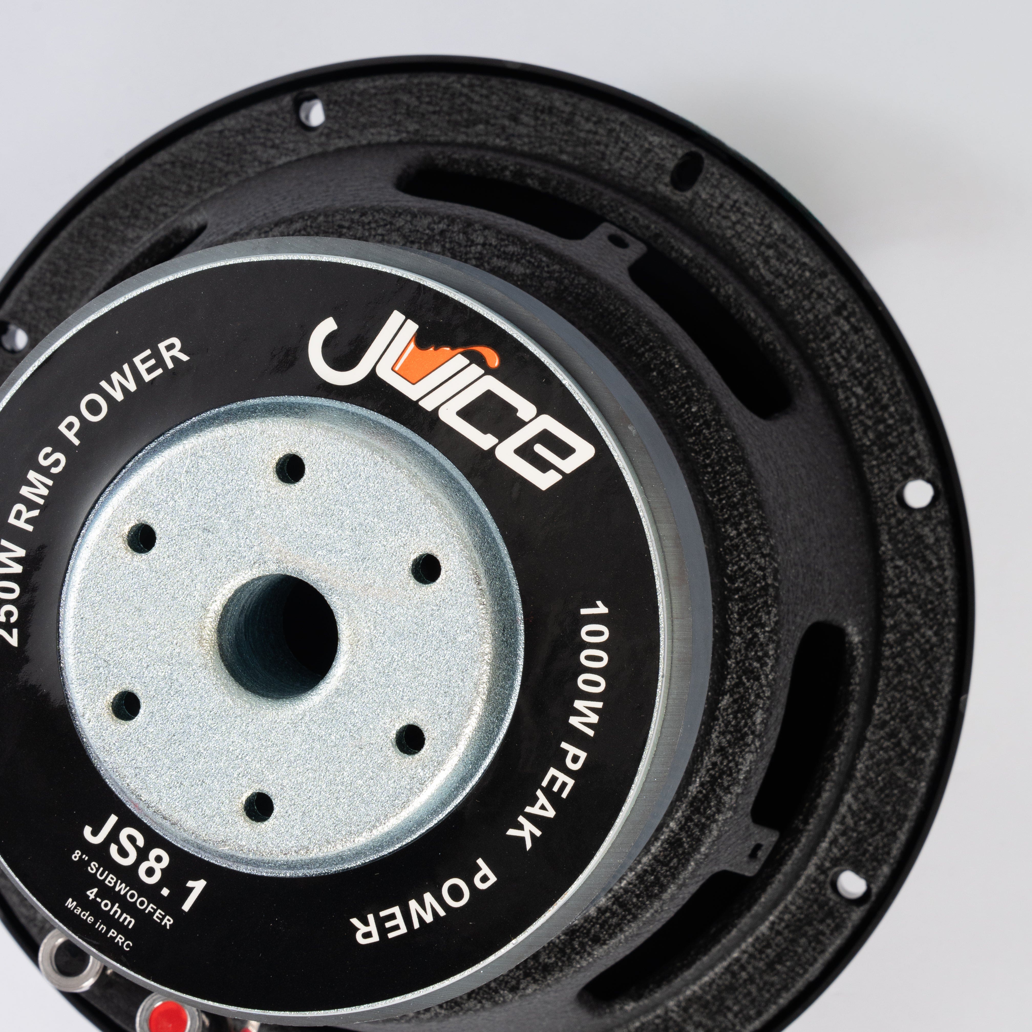 Juice Subwoofer JS8.1 1000W 8" Single Voice Coil 4 Ohm Subwoofer Bass Driver