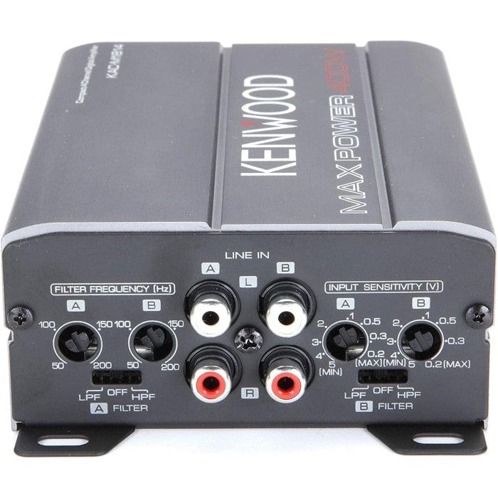 Kenwood Amps Kenwood KAC-M1814 4-Channel Compact Bridgeable Marine/Motorsports 400W Max Power Digital Amplifier