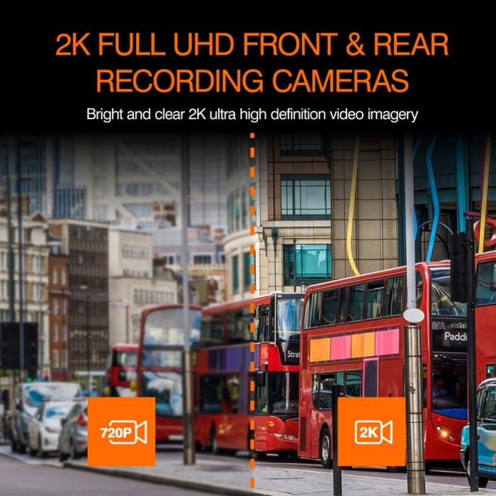 Road Angel Road Safety Road Angel Halo Pro 2K 1440p Dual Dash-Camera, with 140° Front + 120° 1080p Rear Cams, Super Night Vision, Built-in Wi-Fi, Winter Mode with Fitting Kit