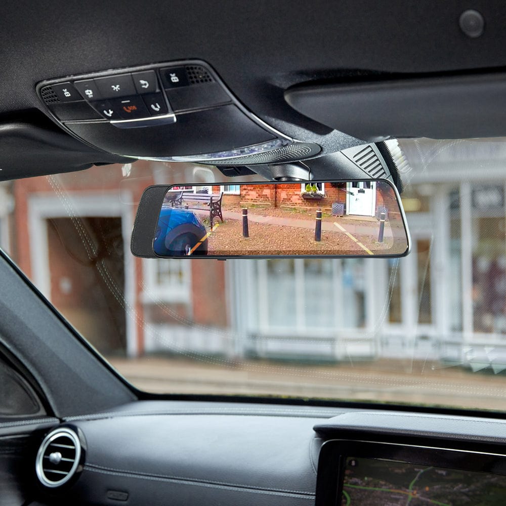 Road Angel Road Safety Road Angel Halo View, 2K 1440 p Dual Mirror Dash-Camera, 1080 p Reversing Cam, 10" Touch Screen, Dual Video Recording, Night Vision, built-in Wi-Fi, Real Parking Mode, Black