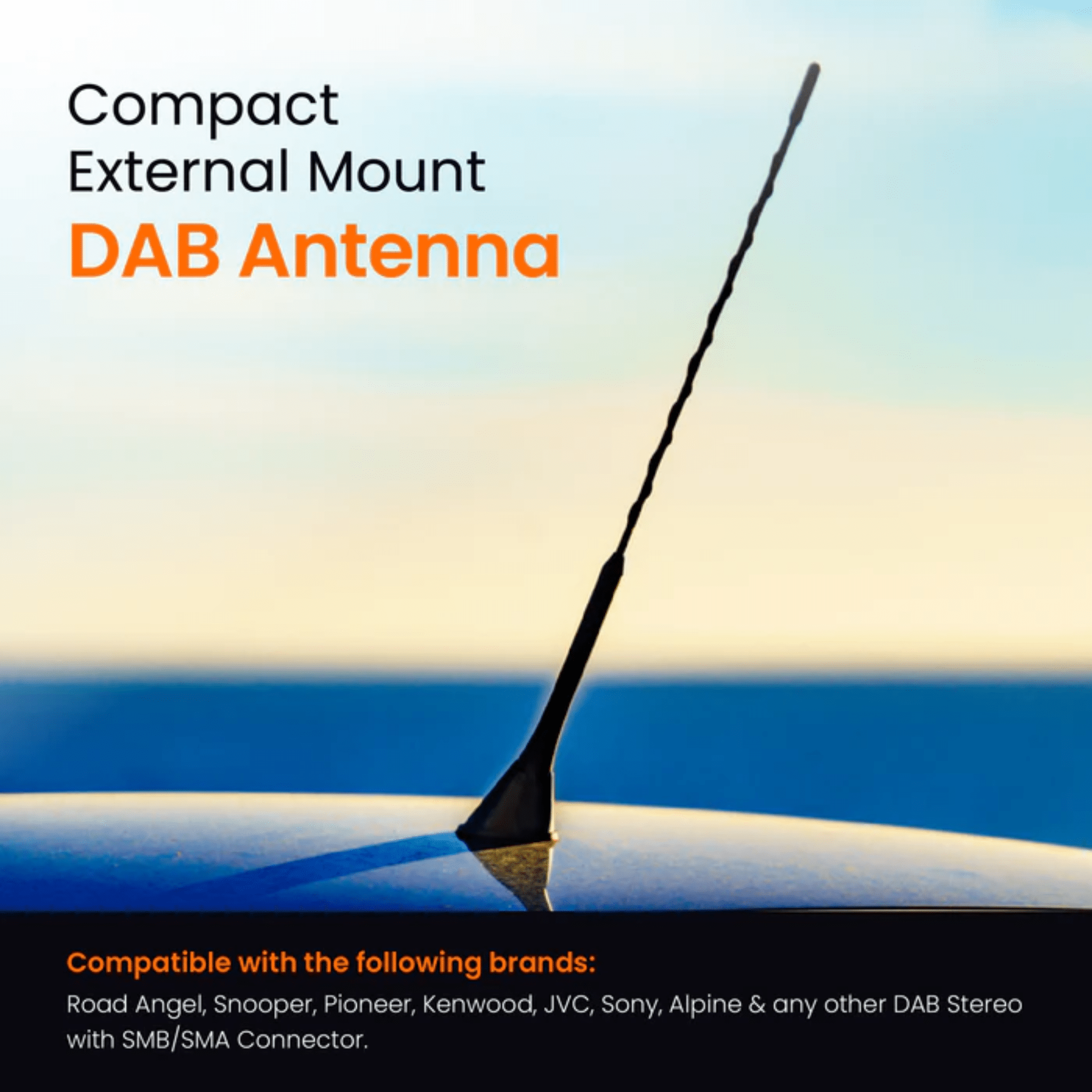 Road Angel Road Angel RADAB2 Compact Externally Mounted Amplified DAB Antenna
