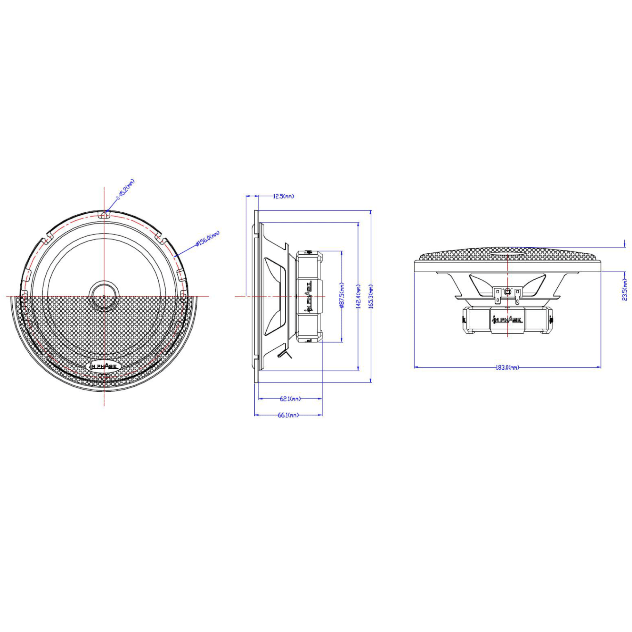 In Phase Car Speakers In Phase XTC6CX 6.5" 16.5cm 600 Watt 2 Way Component Door Speakers with Tweeters and Grills