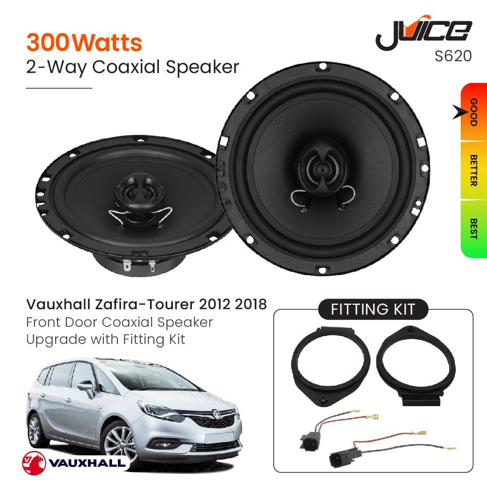 Juice Car Speakers and Subs Juice Vauxhall Zafira-Tourer 2012 2018 Front Door Coaxial Speaker Upgrade with Fitting Kit