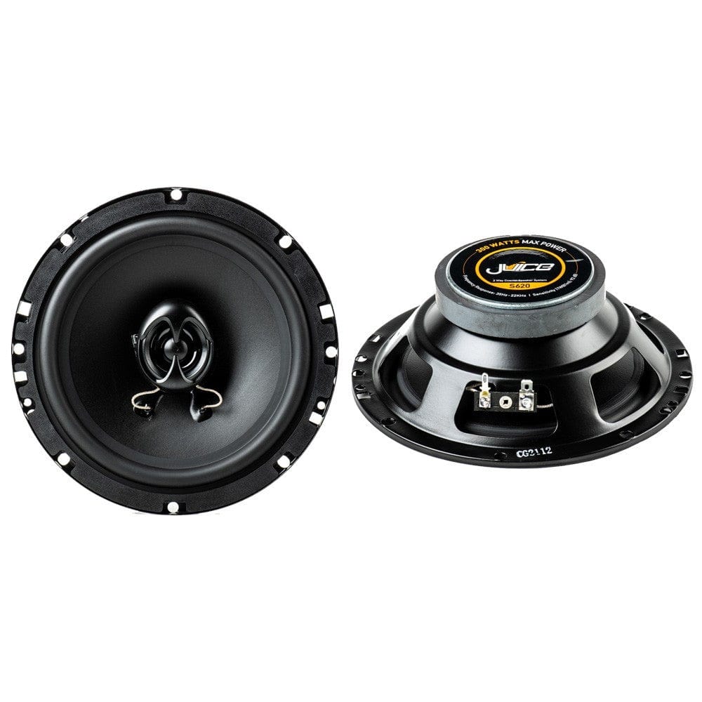 Juice Car Speakers Juice S620 6.5 Inch 17cm 2-Way Coaxial Car Door or Parcel Shelf Speaker Upgrade, Efficient Power Handling, 300Watts Peak Power, Black