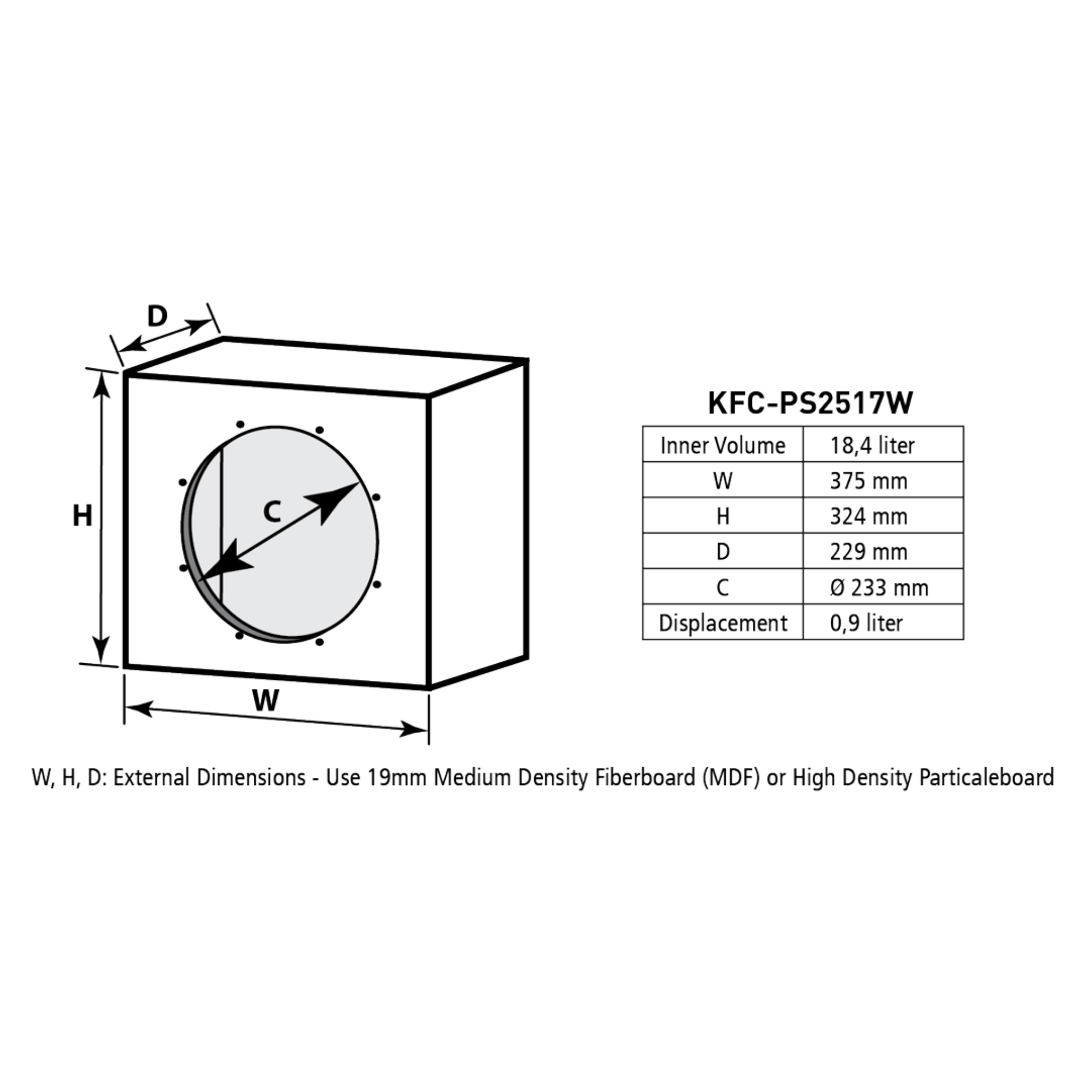 Kenwood Car Subwoofers Kenwood KFC-PS2517W PS-series 25cm subwoofer