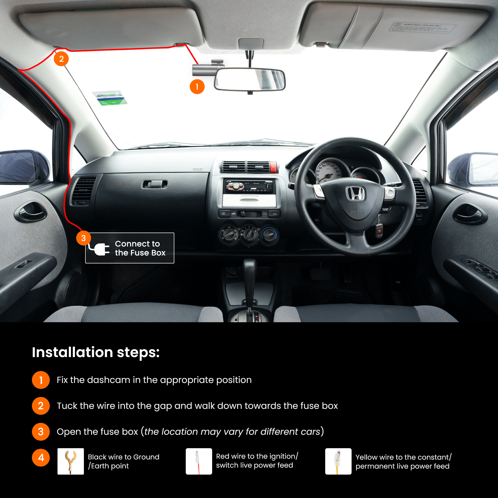 Road Angel Road Safety Road Angel RA7300C Halo Ultra Type C Hardwiring Kit for Parking Mode
